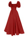 1940s Side Slit Puff Sleeve Square Neck Dress, vintage dress, retro fashion - perfect for women who love vintage and retro fashion