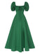 1940s Side Slit Puff Sleeve Square Neck Dress, vintage dress, retro fashion - perfect for women who love vintage and retro fashion