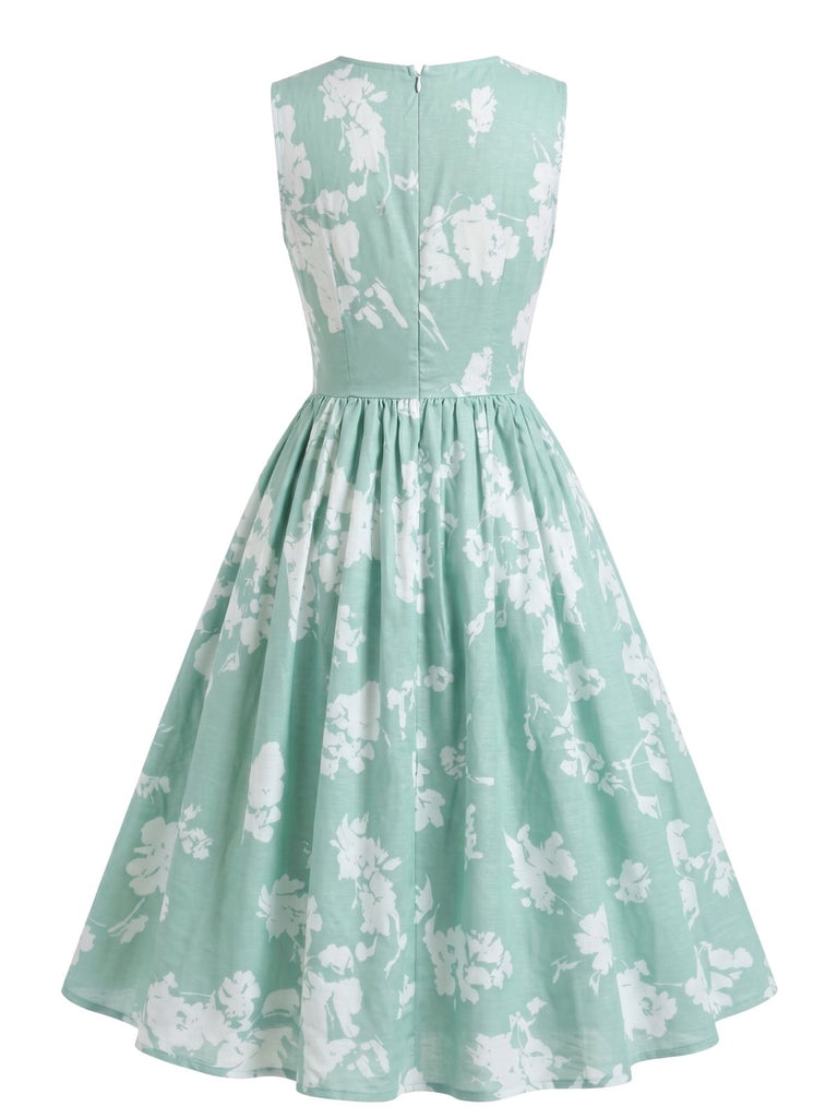 1940s Slashed Sleeveless Floral A-Line Maxi Dress, vintage dress, retro fashion, floral print - perfect for women who love vintage and retro fashion