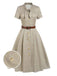 She slips into this 1940s Small Windowpane Plaid Dress and suddenly it's a 1940s daydream