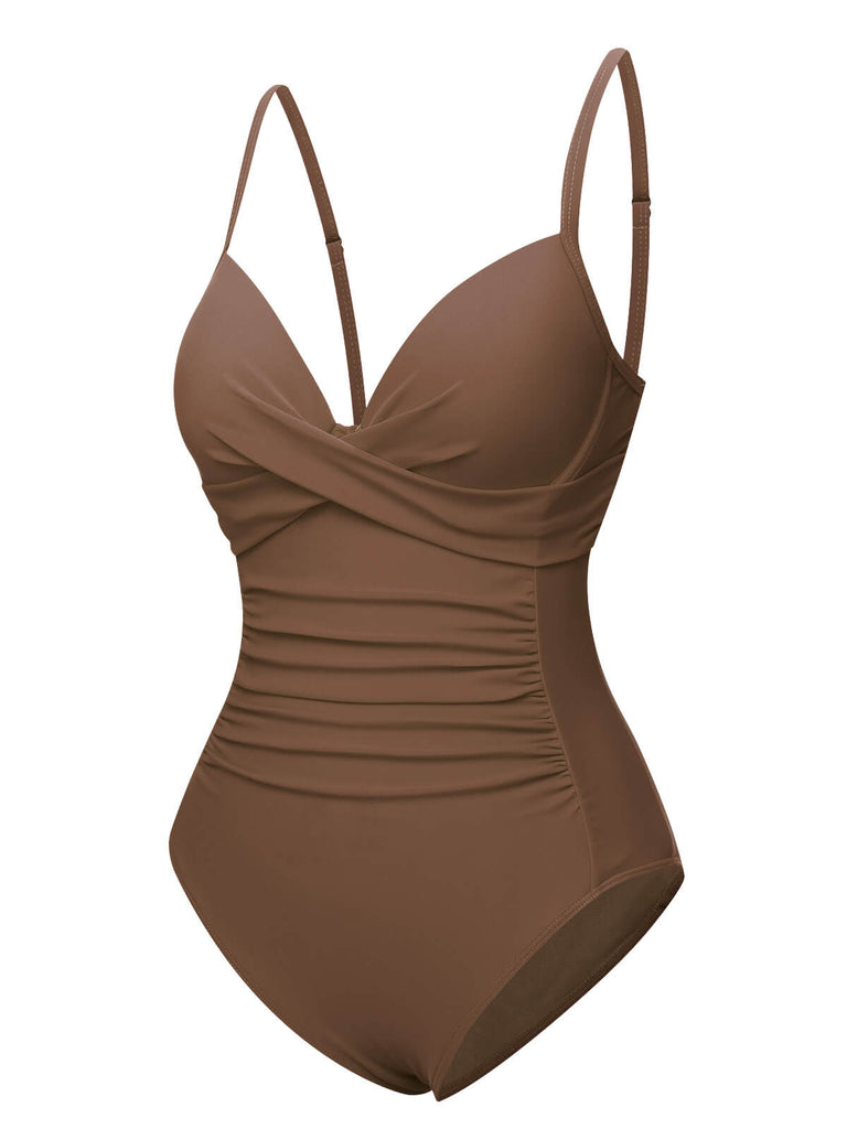 1940s Solid Bandage One-Piece Swimsuit, vintage swimsuit, pin-up swimwear - perfect for women who love vintage and retro fashion