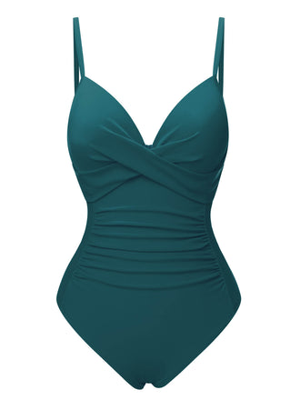 1940s Solid Bandage One-Piece Swimsuit, vintage swimsuit, pin-up swimwear - perfect for women who love vintage and retro fashion