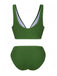1940s Solid Bowknot Textured Fabric Swimsuit: 1940s Riviera elegance, reimagined for her