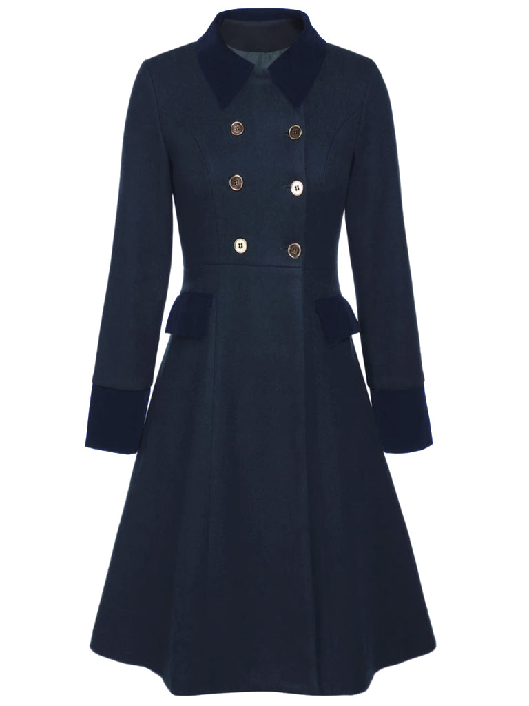 Dark 1940s Solid Button Coat, vintage outerwear, retro jacket - perfect for women who love vintage and retro fashion