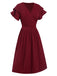 1940s Solid Double Sleeves V-Neck Dress, vintage dress, retro fashion - perfect for women who love vintage and retro fashion