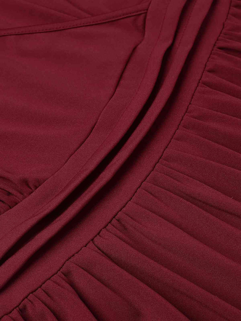 1940s Solid Double Sleeves V-Neck Dress, vintage dress, retro fashion - perfect for women who love vintage and retro fashion