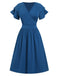 1940s Solid Double Sleeves V-Neck Dress, vintage dress, retro fashion - perfect for women who love vintage and retro fashion