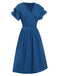 1940s Solid Double Sleeves V-Neck Dress, vintage dress, retro fashion - perfect for women who love vintage and retro fashion