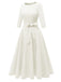 1940s Solid Fit Bow 3/4 Sleeves Swing Dress - vintage dress, retro fashion, rockabilly