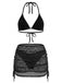 1940s Solid Halter Bikini Set & Crochet Cover-Up: beautiful vintage swimwear, retro swimsuit, pin-up style with timeless appeal