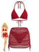 1940s Solid Halter Bikini Set & Crochet Cover-Up - vintage swimwear, retro swimsuit, pin-up style for vintage lovers