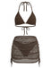 1940s Solid Halter Bikini Set & Crochet Cover-Up: beautiful vintage swimwear, retro swimsuit, pin-up style with timeless appeal