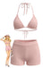 1940s Halter Triangle Textured Bikini Set 5