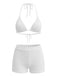 1940s Halter Triangle Textured Bikini Set 8