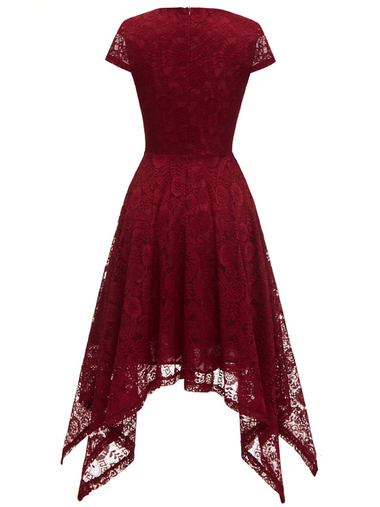 She slips into this 1940s Solid Irregular Hem Dress and suddenly it's a 1940s daydream