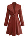 1940s Solid Knitted Big V-Neck Button Dress - vintage dress, retro fashion
