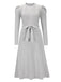 1940s Solid Knitted Lantern A-line Belt Dress — vintage elegance for the modern woman