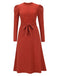 1940s Solid Knitted Lantern A-line Belt Dress: timeless style reimagined