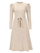 1940s Solid Knitted Lantern A-line Belt Dress — vintage elegance for the modern woman