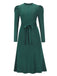 1940s Solid Knitted Lantern A-line Belt Dress: timeless style reimagined