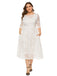 Beige 1940s Lace Midi Swing Dress - vintage dress, retro fashion, rockabilly