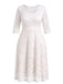 Beige 1940s Lace Midi Swing Dress - vintage dress, retro fashion, rockabilly