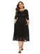 Beige 1940s Lace Midi Swing Dress - vintage dress, retro fashion, rockabilly