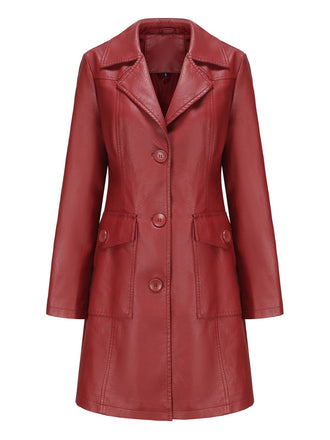 1940s Solid Lapel Leather Trench Coat - vintage fashion, retro style