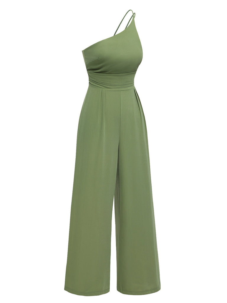 1940s Solid OneShoulder Suspender Loose | 1940s | vintage romper, retro jumpsuit
