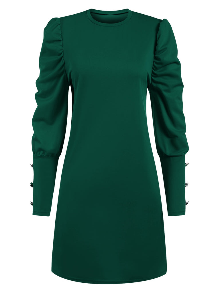 This 1940s Solid Pleated Gigot Sleeves Dress wraps her in 1940s elegance, one twirl at a time