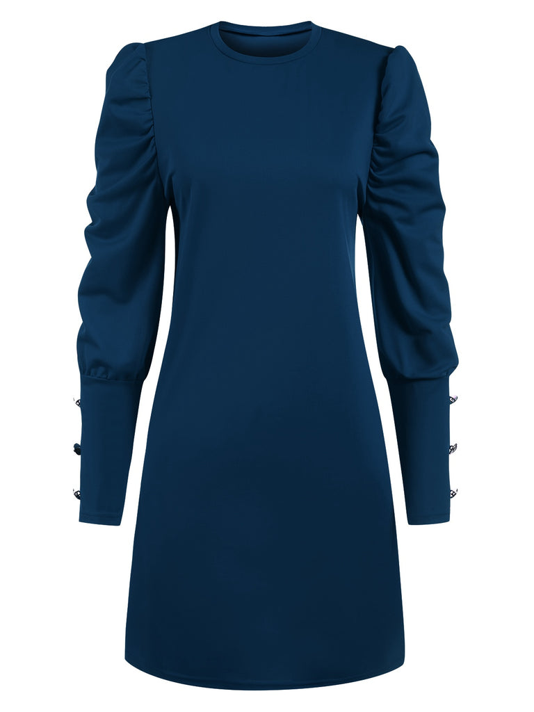 1940s Solid Pleated Gigot Sleeves Dress — the kind of 1940s dress that makes strangers smile