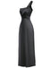1940s Solid Satin One-Shoulder Dress - vintage dress, retro fashion