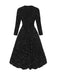 Dark 1940s Solid Sequins Long Sleeve Maxi Dress - vintage dress, retro fashion