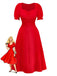 1940s Solid Single-Breasted Empire Waist Dress - vintage dress, retro fashion