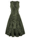 1940s Solid Sleeveless Drawstring Lace-Up Dress - vintage dress, retro fashion
