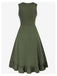 1940s Solid Sleeveless Drawstring Lace-Up Dress - vintage dress, retro fashion
