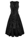 1940s Solid Sleeveless Drawstring Lace-Up Dress - vintage dress, retro fashion