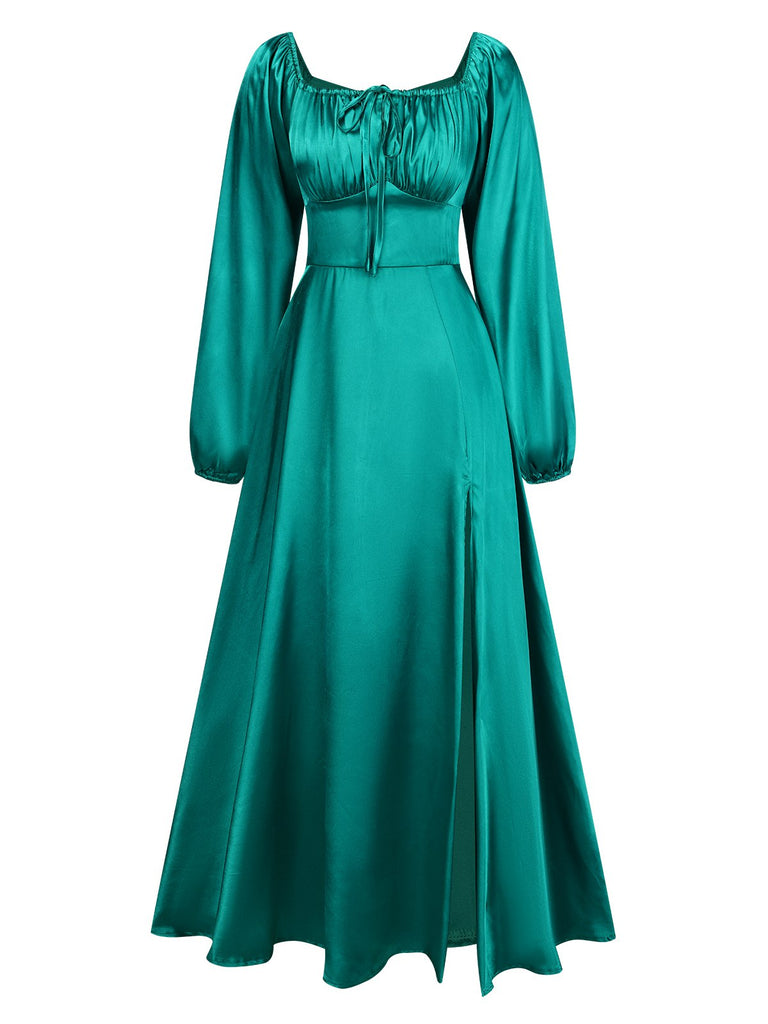 She slips into this 1940s Solid Square Neck Pleated Dress and suddenly it's a 1940s daydream