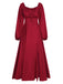 1940s Solid Square Neck Pleated Dress: where 1940s romance meets her modern spirit