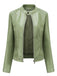 1940s Solid Studded Stand Collar Leather Jacket - vintage fashion, retro style
