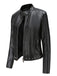 1940s Solid Studded Stand Collar Leather Jacket - vintage fashion, retro style