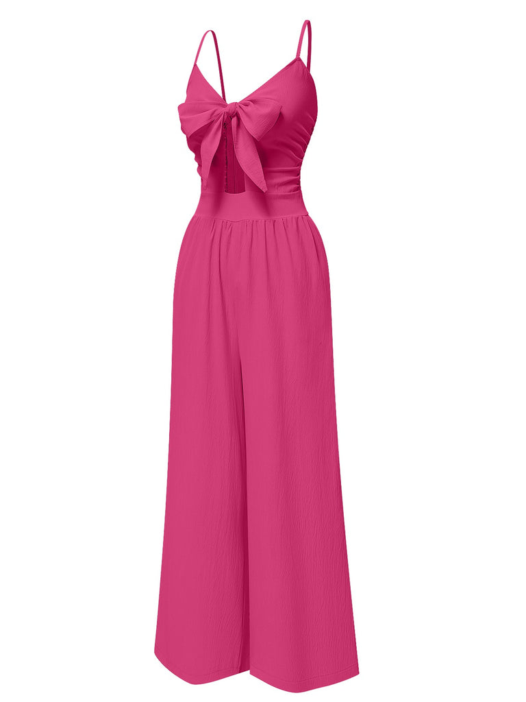 1940s Solid VNeck HollowOut Bow | 1940s | vintage romper, retro jumpsuit