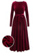 1940s Solid Velvet Belt Long Dress: timeless style reimagined
