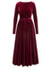 1940s Solid Velvet Belt Long Dress — vintage elegance for the modern woman