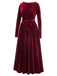 1940s Solid Velvet Belt Long Dress: timeless style reimagined