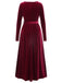 1940s Solid Velvet Belt Long Dress — vintage elegance for the modern woman