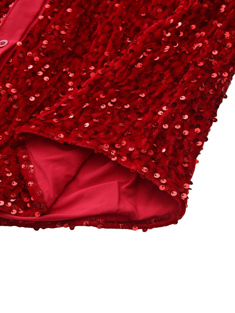 1940s Solid Velvet Sequined Lapel Blouse - vintage fashion, retro style