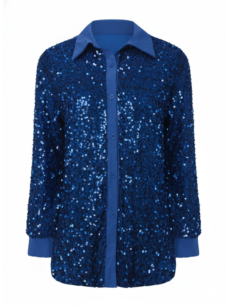 1940s Solid Velvet Sequined Lapel Blouse - vintage fashion, retro style