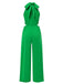 1940s Solid Waist Cutout Halter Wide-Leg Jumpsuit - vintage jumpsuit, retro fashion