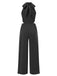 1940s Solid Waist Cutout Halter Wide-Leg Jumpsuit - vintage jumpsuit, retro fashion